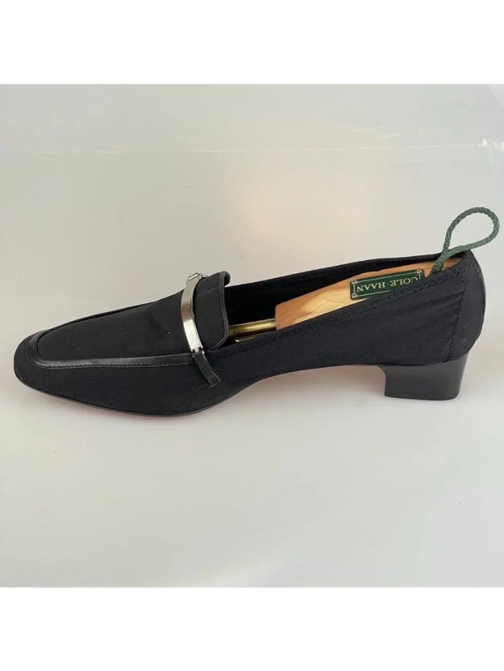 TALBOTS Shoes Women's Size US 8AA Black Leather Trim Fabric Loafer